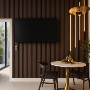 Premium 3-Sided Natural Wood Acoustic Panels – Dark Walnut